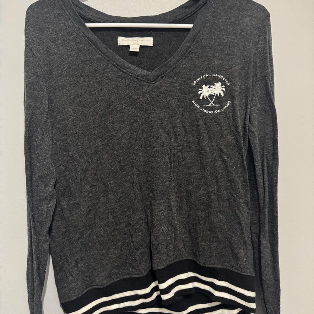 Spiritual Gangster Gray V-Neck Sweatshirt